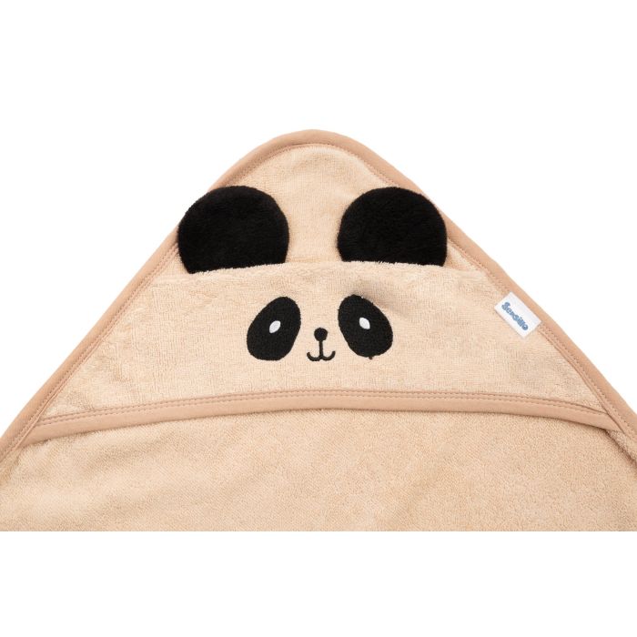 Dvielis mazulim ar kapuci "Panda" 90x90 cm beige