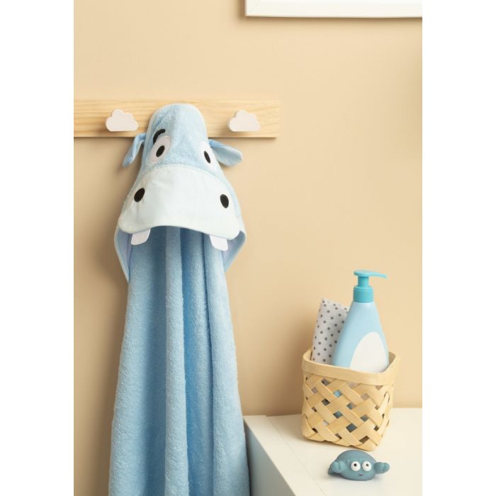 3D dvielis mazulim "Hippo" ar galvassegu 100x100cm "frotte" zils