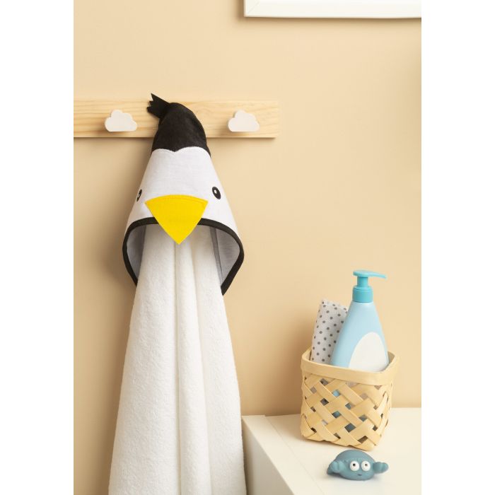 3D dvielis mazulim "Pinguin" ar galvassegu 100x100cm "frotte", balts