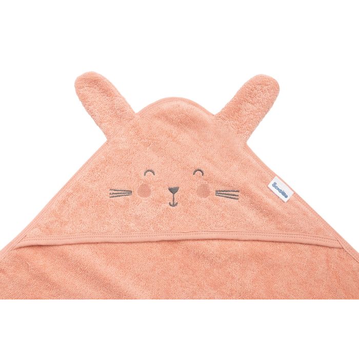 Dvielis mazulim ar kapuci "Bunny" 90x90 cm rozā