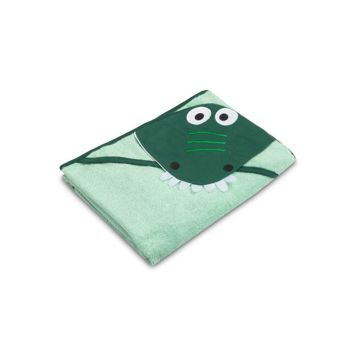 3D dvielis mazulim "Croco" ar galvassegu 100x100cm "frotte" zaļš