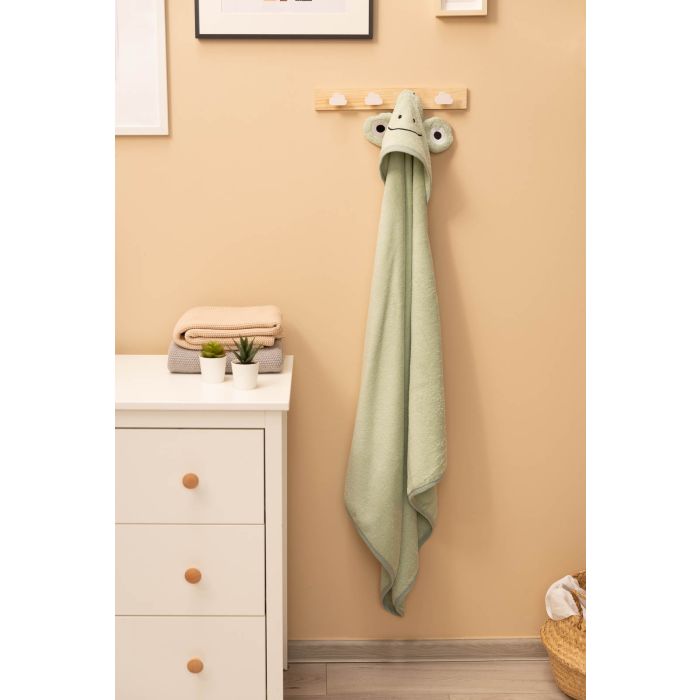 Dvielis mazulim ar kapuci "Frog" 90x90 cm green