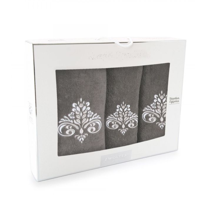 Dvieļi  (Ēģiptes kokvilnas) "Ornament" 3 gab brūns