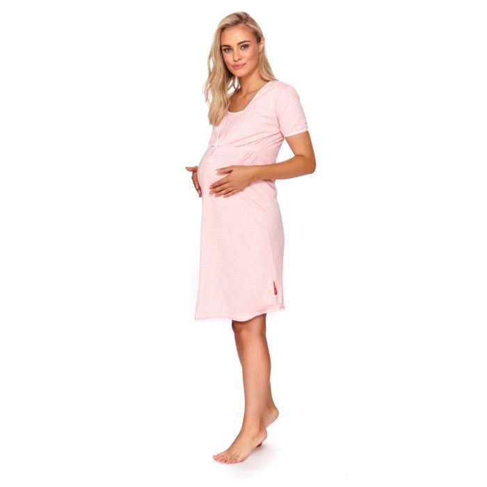 Kokvilnas naktskrekls grūtniecēm un barojošām "Ameli" sweet pink