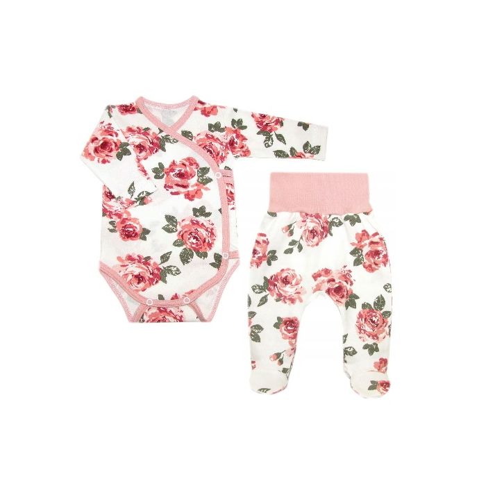Drabužėliai kūdikiui "Big roses pink" 2 dalių