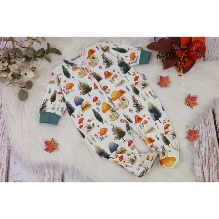 Zīdaiņu kokvilnas rāpulītis ar piedurknēm  "Woodland" 