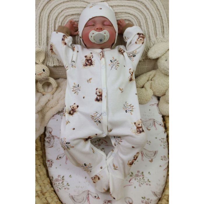 Zīdaiņu kokvilnas rāpulītis ar piedurknēm  "Little bears" 