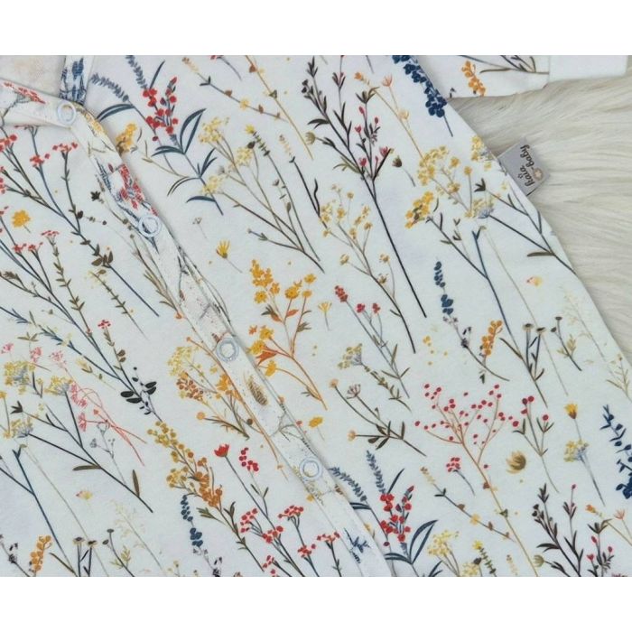 Zīdaiņu kokvilnas rāpulītis ar piedurknēm  "Flowers breeze" 