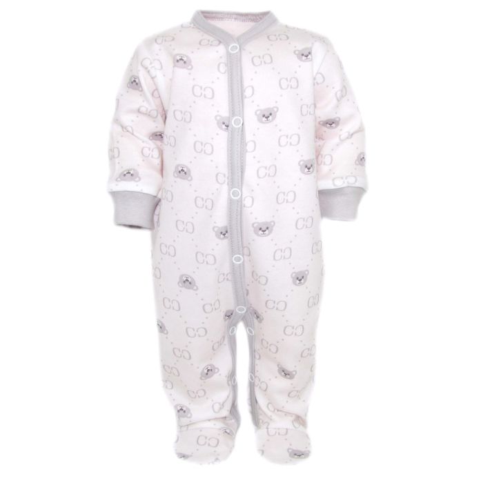 Zīdaiņu kokvilnas rāpulītis ar piedurknēm "Bear glamour " pelēks