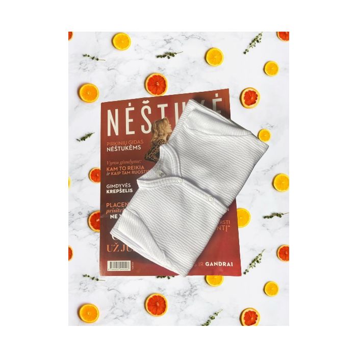 Zīdaiņu kokvilnas rāpulītis ar piedurknēm "Natural white" 