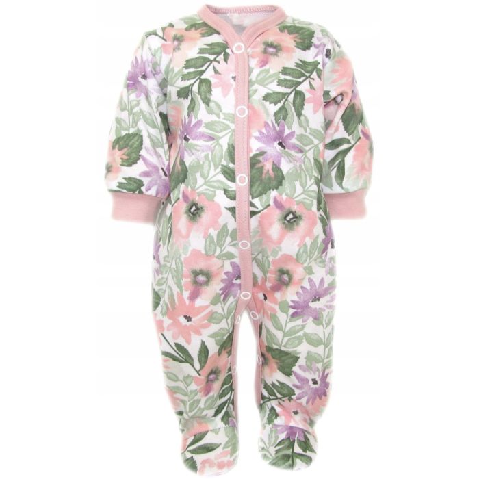 Zīdaiņu kokvilnas rāpulītis ar piedurknēm  "Violet" 