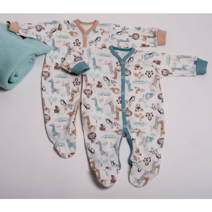 Zīdaiņu kokvilnas rāpulītis ar piedurknēm  "Jungle Iceberg" 