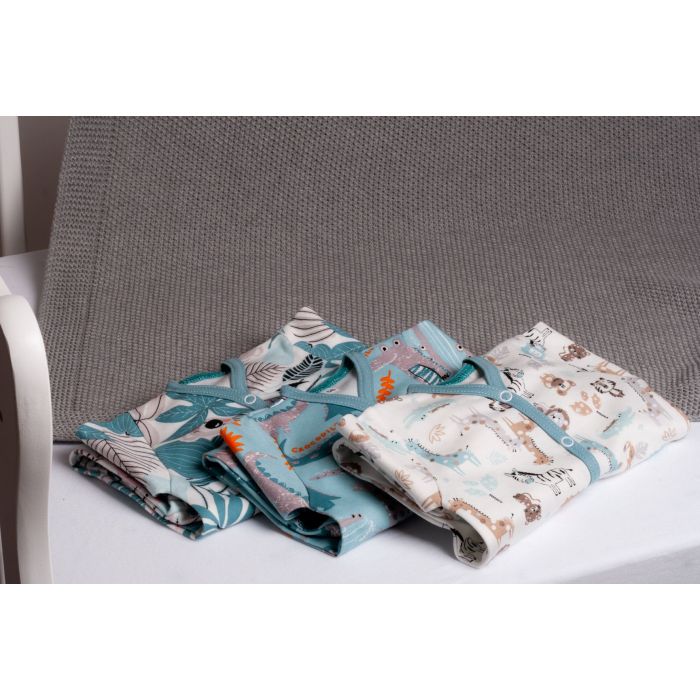 Zīdaiņu kokvilnas rāpulītis ar piedurknēm "Croco iceberg" 