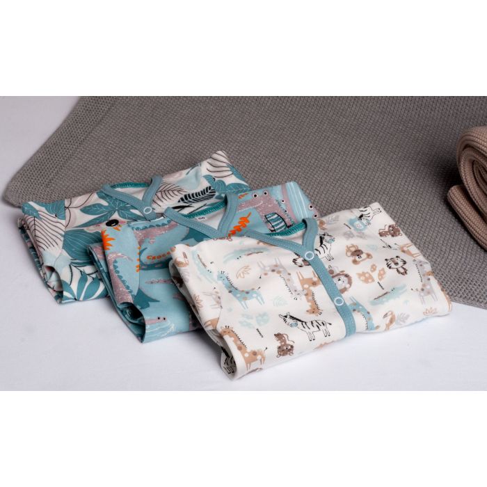 Zīdaiņu kokvilnas rāpulītis ar piedurknēm "Croco iceberg" 