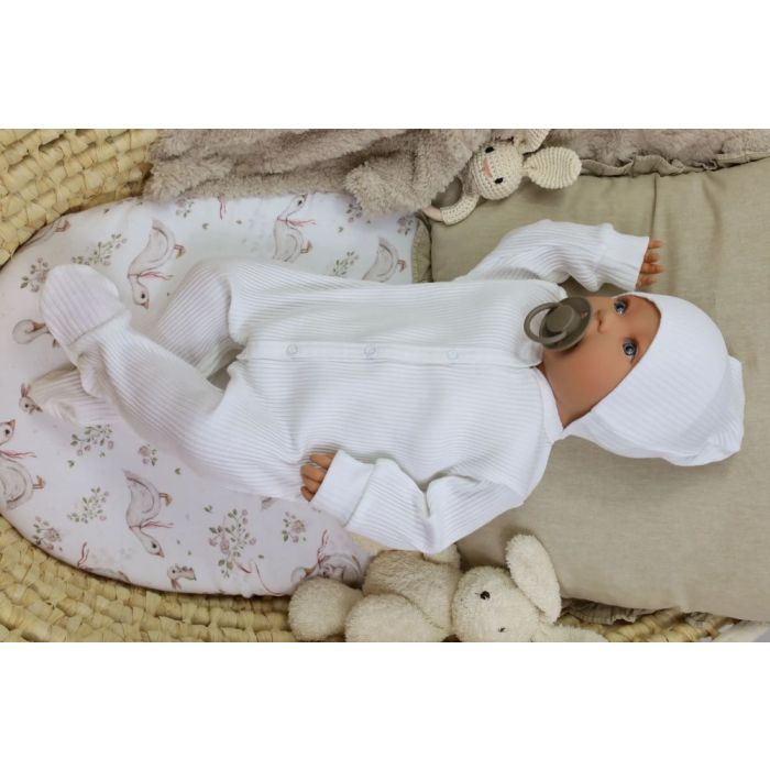 Zīdaiņu rāpulītis ar piedurknēm  "Lined lux" white