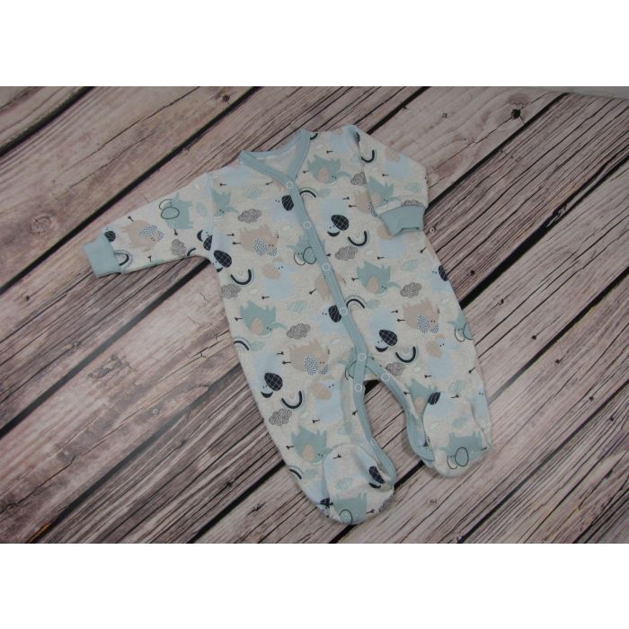 Zīdaiņu kokvilnas rāpulītis ar piedurknēm "Jumbo"mint