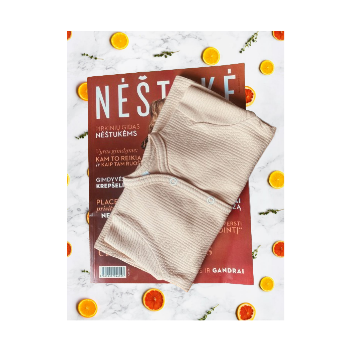 Zīdaiņu kokvilnas rāpulītis ar piedurknēm "Natural beige" 