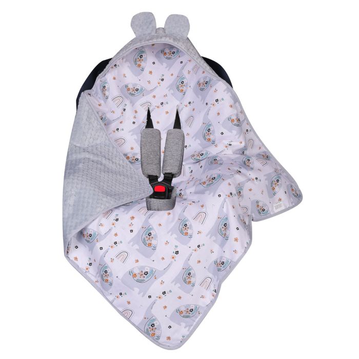  Sedziņa / konverts autokrēsliņām "Elephants" 80x80 cm pelēks