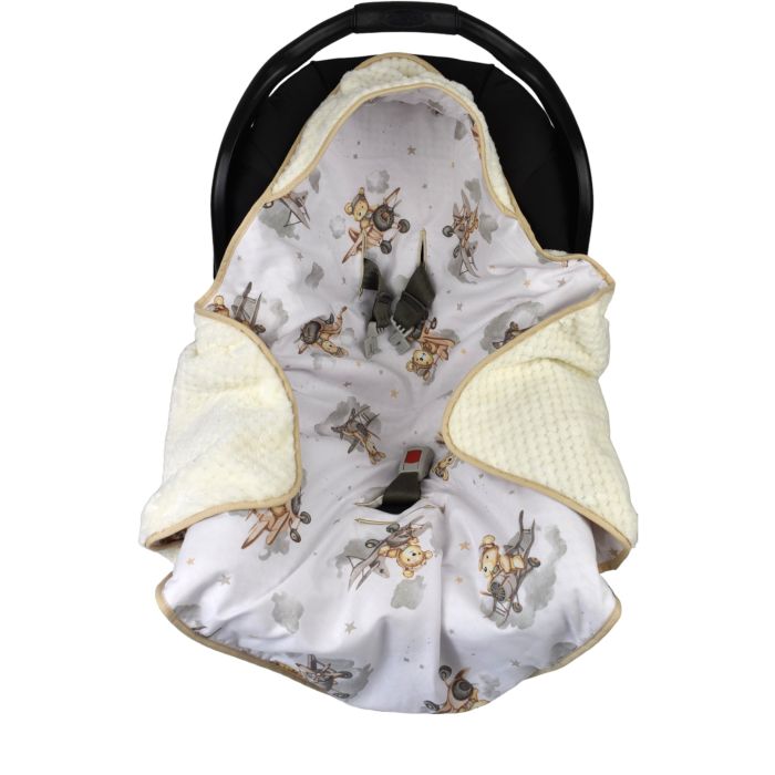 Autokrēsliņa guļammaiss "Bear pilot" ecru 80x80cm 