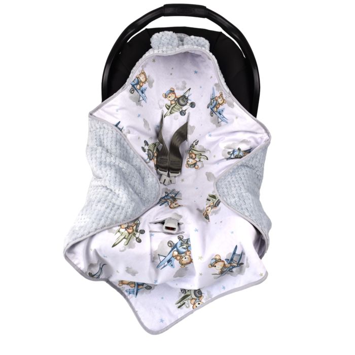 Autokrēsliņa guļammaiss "Bear pilot" grey 80x80cm 