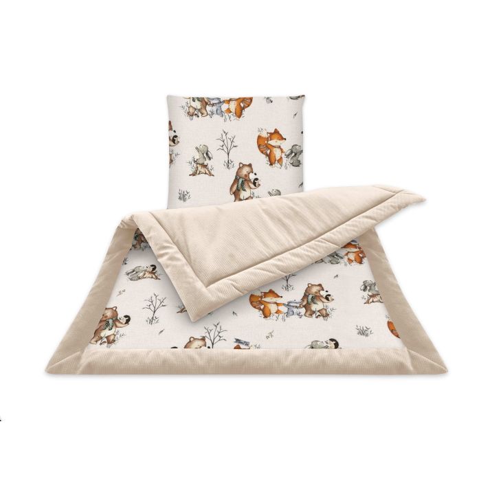 Bērnu pleds un spilvens  "Forest family beige" 
