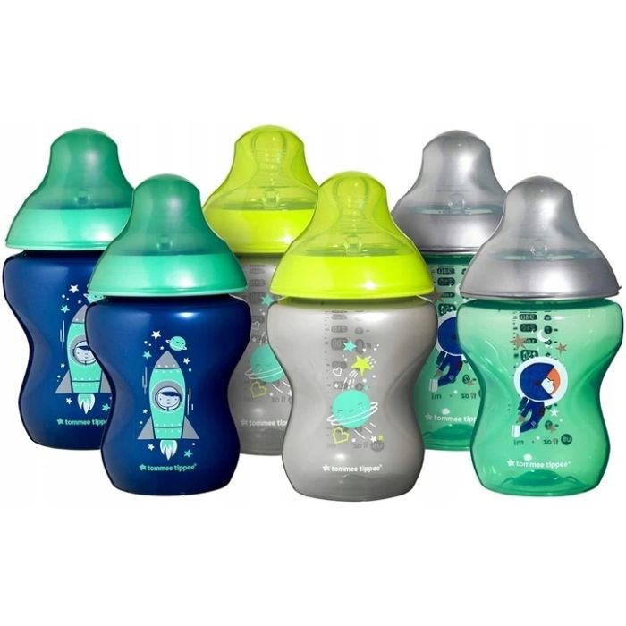 Mazuļa pudelītes "Tommee Tippee" ar knupīti 0m+ krāsains 260ml 6 gab.