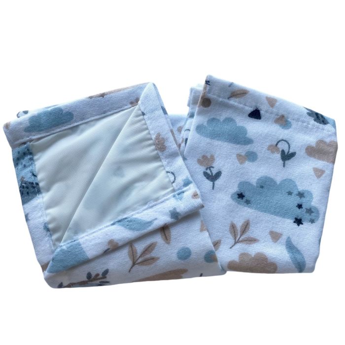 Flaneļa autiņš ūdens necaurlaidīgi 45x55cm  "Owls blue"