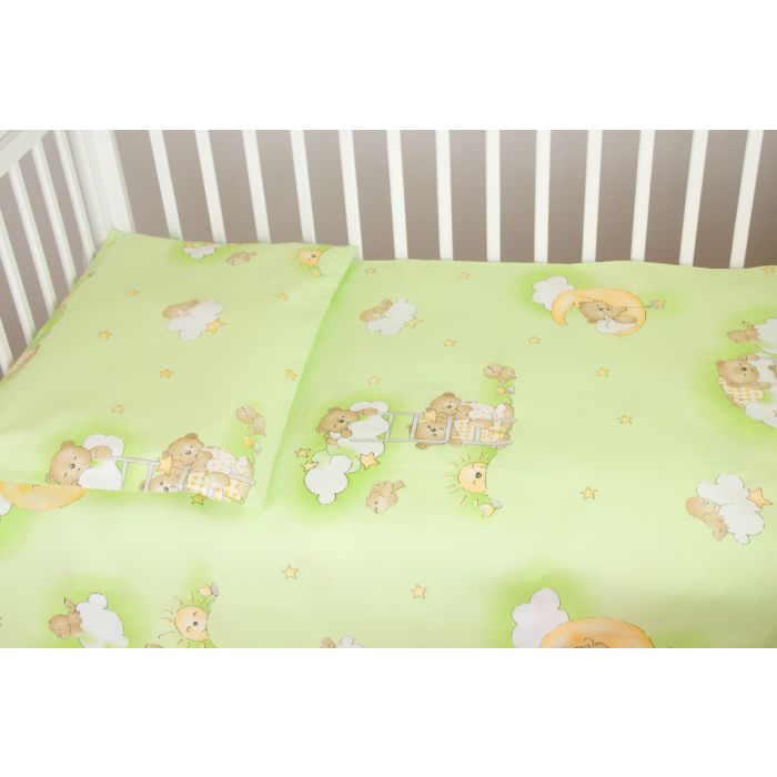 Gultasveļas komplekts ar aizsardzību "Mākonīši" zaļš
