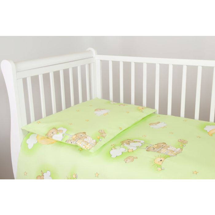 Gultasveļas komplekts ar aizsardzību "Mākonīši" zaļš