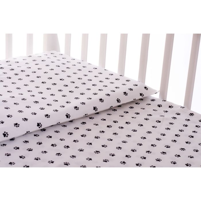 Bērnu gultas veļa 135x100 "Paws" balts