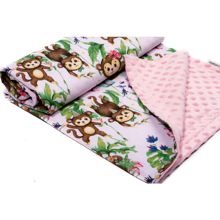 Bērnu pleds 100x75cm "Monkey's fiesta" rozā 
