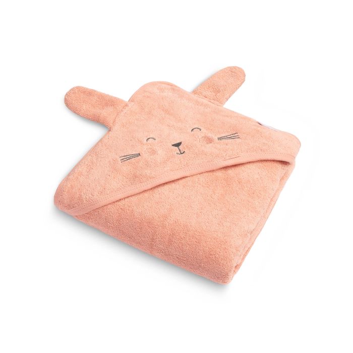 Dvielis mazulim ar kapuci "Bunny" 90x90 cm rozā