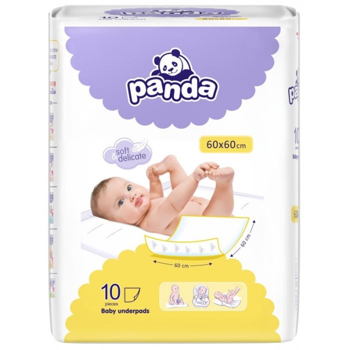 Vienreizliet. absorbējošie paladziņi 60x60cm Panda Baby 10gab