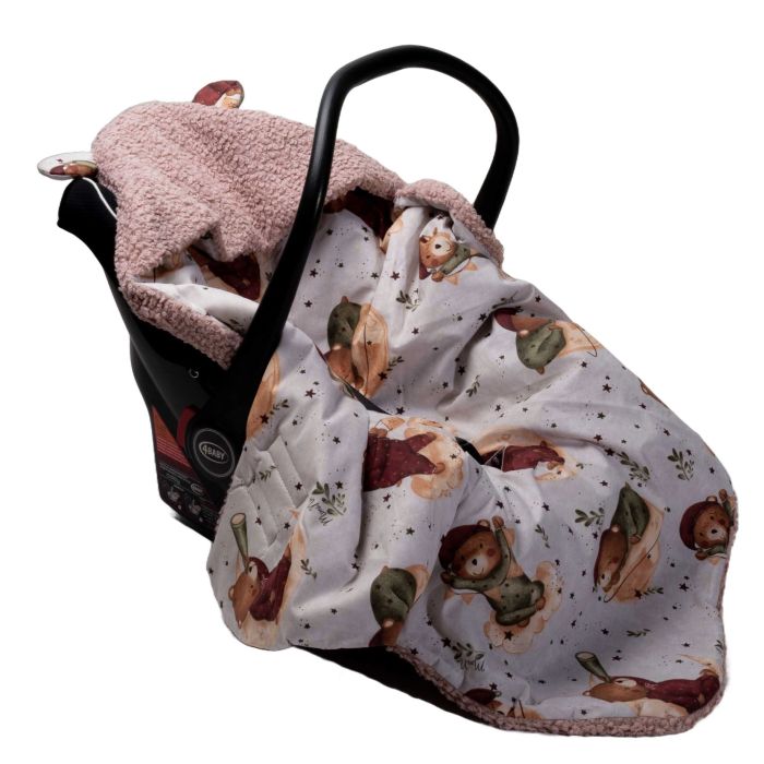 Apsildāms guļammaiss autokrēsliņa  "Blush teddy beige" 90x90 cm 