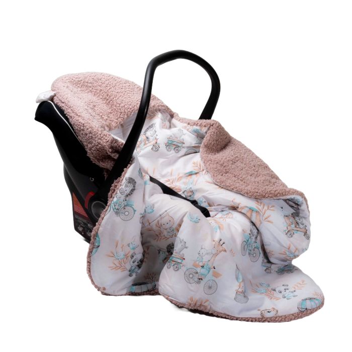 Apsildāms guļammaiss autokrēsliņa  "Blush zoo nugat" 90x90 cm 