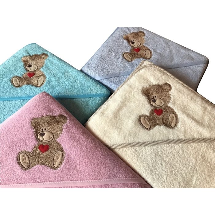 Rankšluostis kūdikiui "Teddy bear" su gobtuvu 