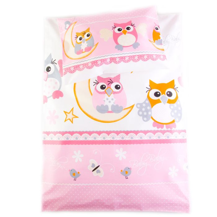 Bērnu gultas veļa šūpulim 80x70cm "Saldi sapņi" rozā krāsā