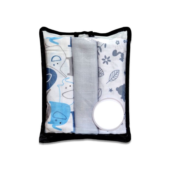 Muslīna autiņi komplekts "Elephants In blue" 3 gab.