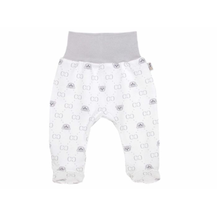 Zīdaiņu bikses "Bear glamour " balts ar pelēku, ar kājām I Apģērbi mazuļiem