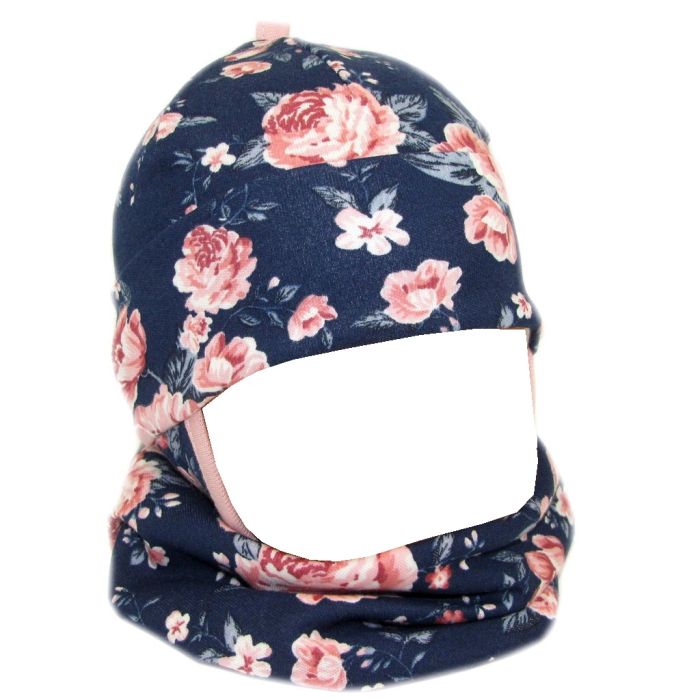 Zīdaiņu cepurīte ar šalli "Cosy" - navy flora
