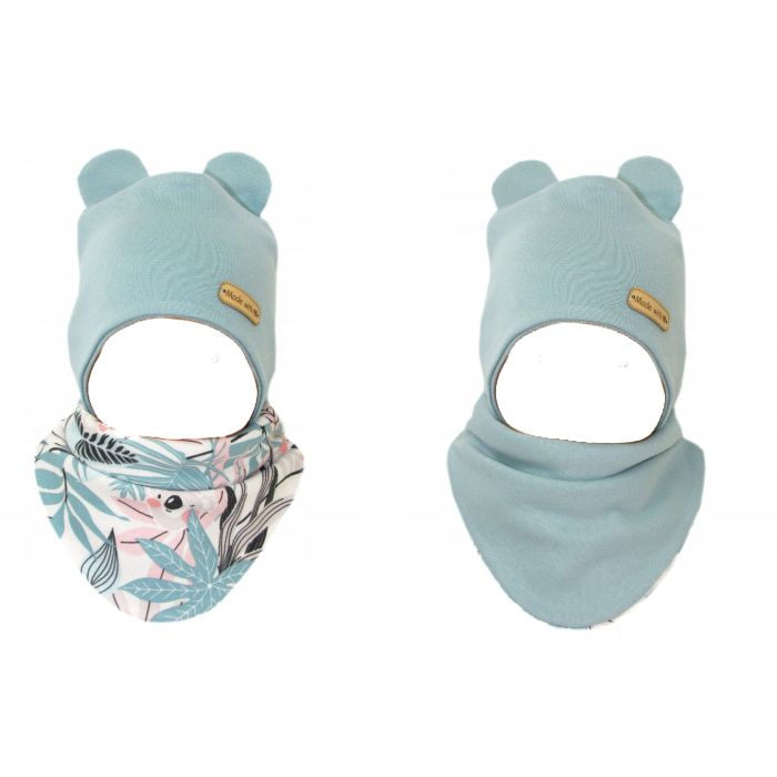 Zīdaiņu cepurīte ar šalli  "Love" - MINT