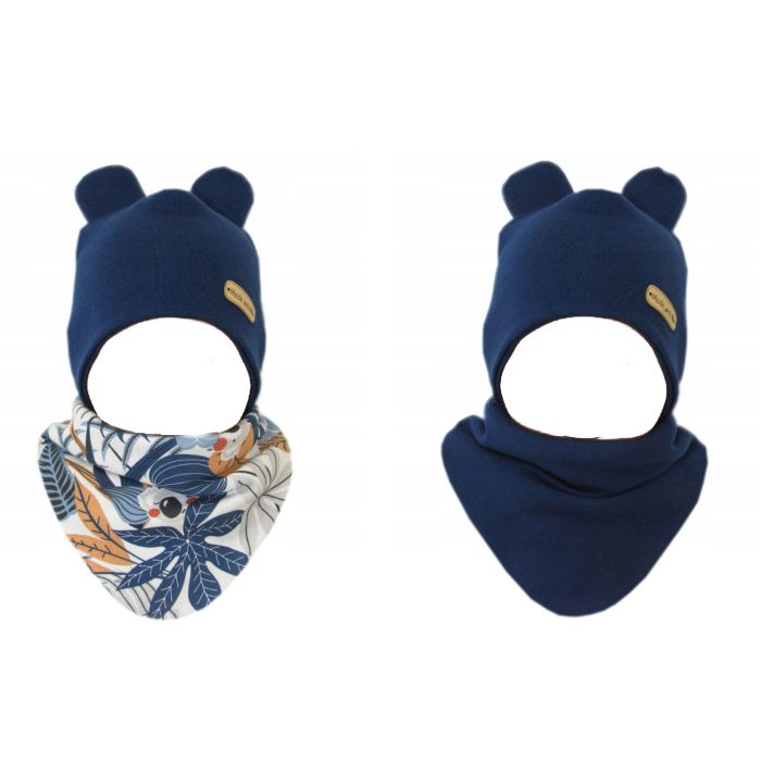 Zīdaiņu cepurīte ar šalli "Love" - navy