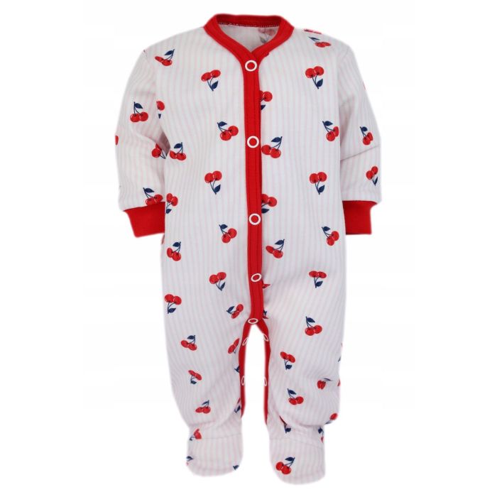 Zīdaiņu kokvilnas rāpulītis ar piedurknēm  "Cherry" 