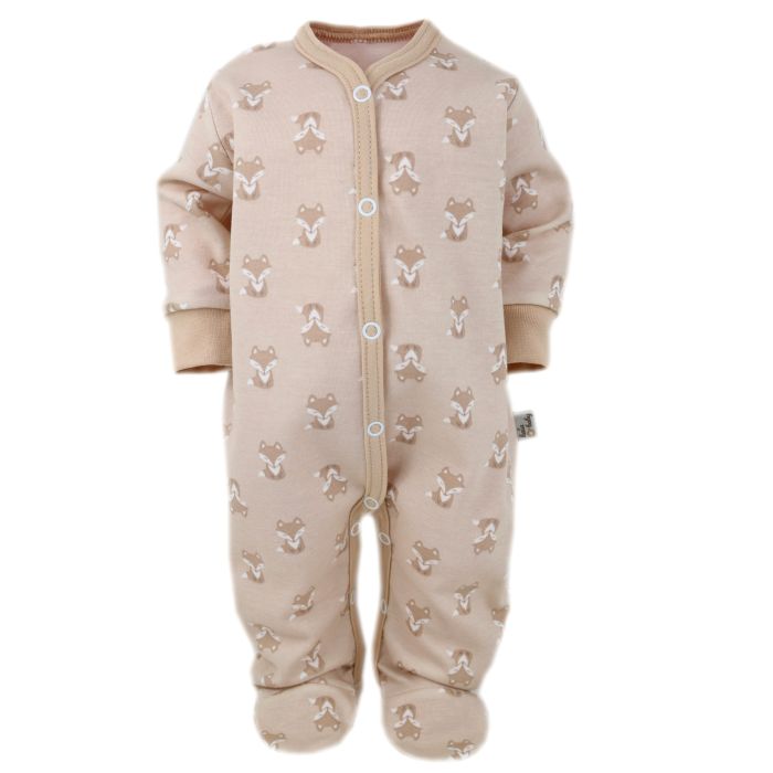 Zīdaiņu kokvilnas rāpulītis ar piedurknēm  "Fox" beige