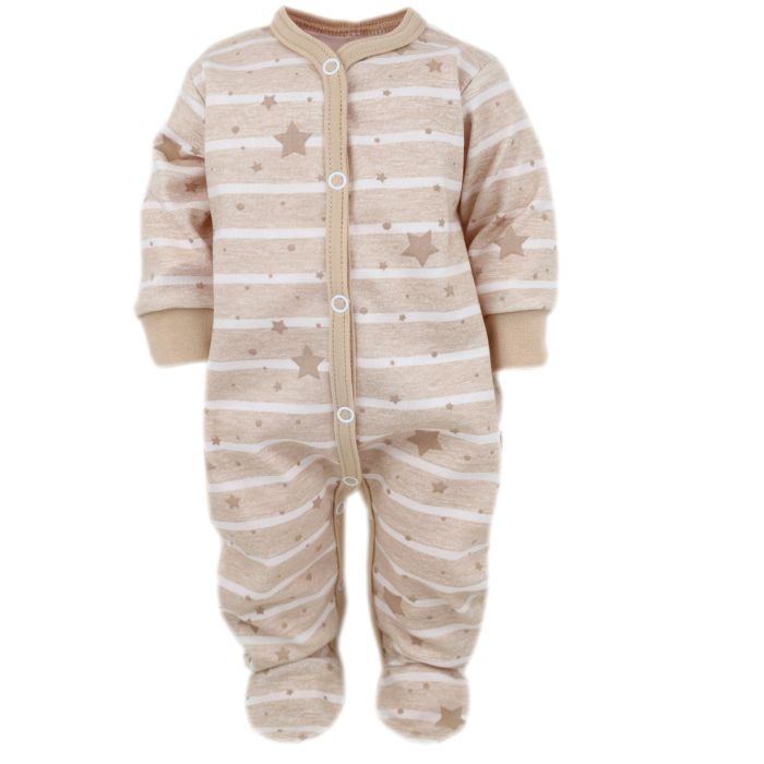 Zīdaiņu kokvilnas rāpulītis ar piedurknēm  "Galaxy" beige