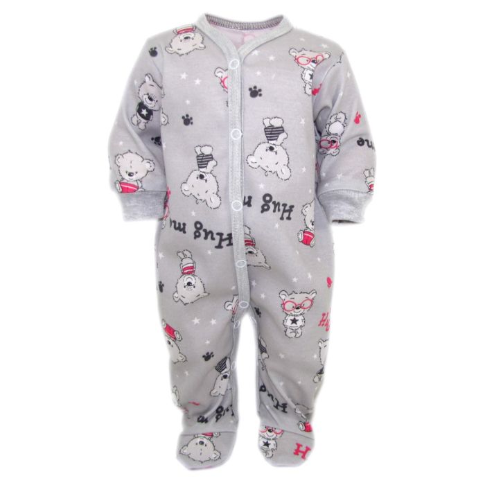 Zīdaiņu kokvilnas rāpulītis ar piedurknēm "Hug me" pelēks