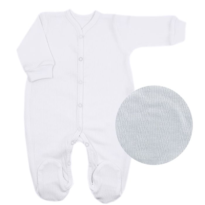 Zīdaiņu kokvilnas rāpulītis ar piedurknēm "Natural white" 