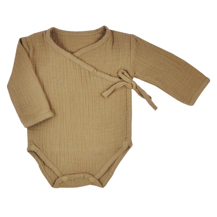 Bodijs ar garām piedurknēm no muslīna kokvilnas "Silky" brūns