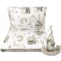  Gultas veļa komplekts šūpulim 80x70cm "Elephants" ar ziloņu neitrāliem toņiem.