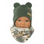 Zīdaiņu cepurīte ar šalli "Love" - KHAKI